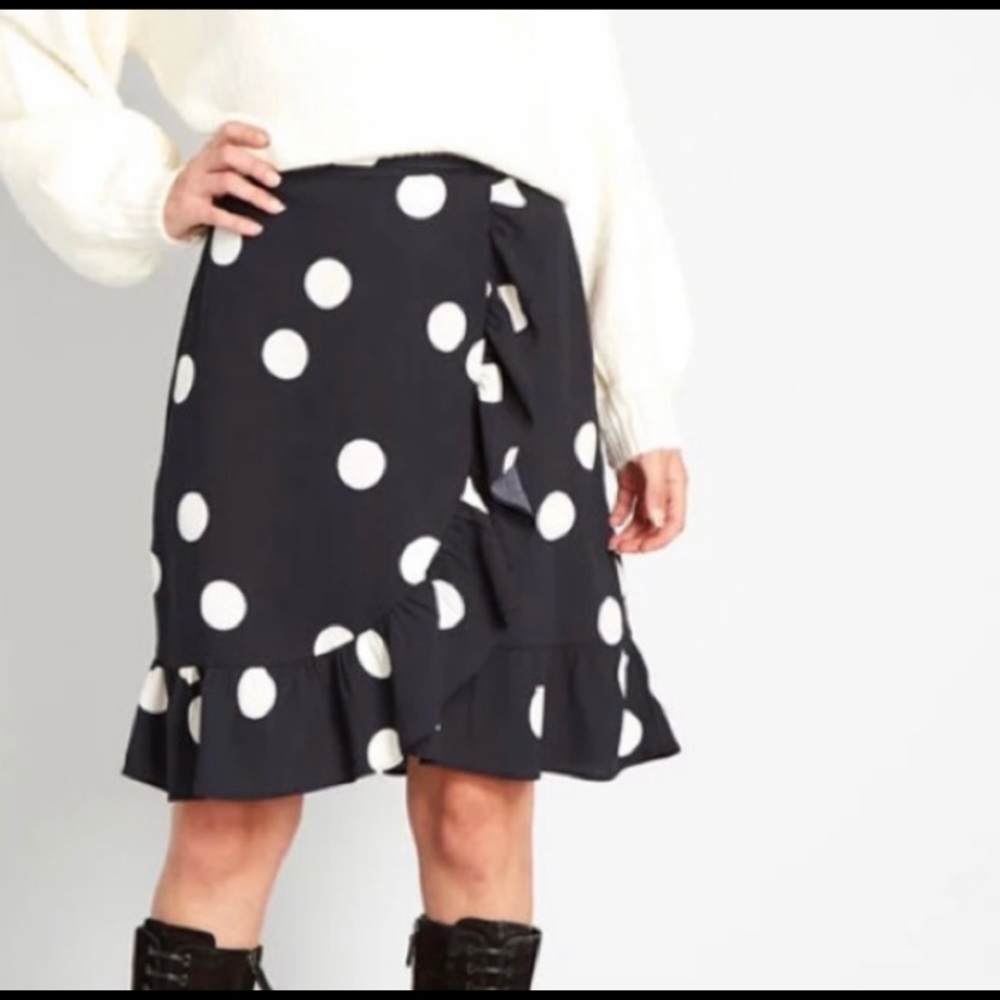ModCloth That’s a Wrap navy polka dot skirt. NWOT